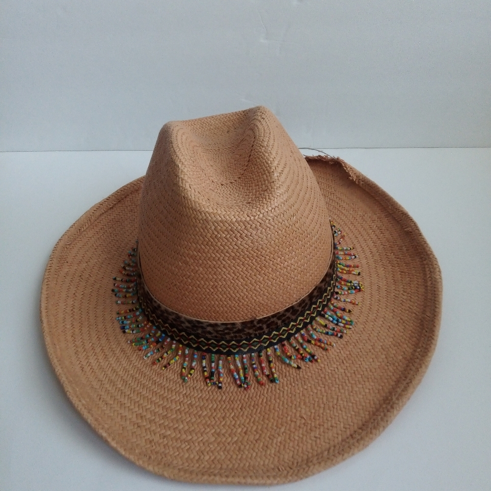 Authentic Cache Beaded Straw Cowboy Hat